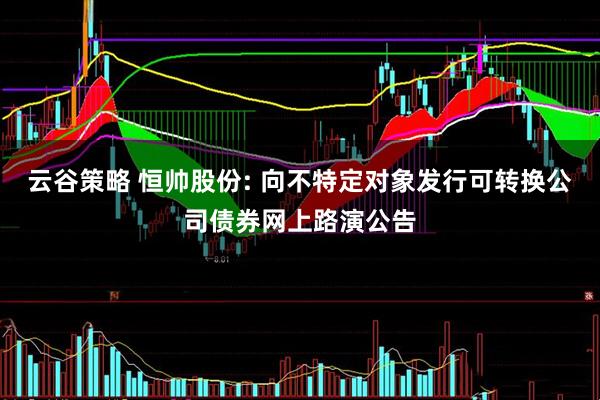 云谷策略 恒帅股份: 向不特定对象发行可转换公司债券网上路演公告